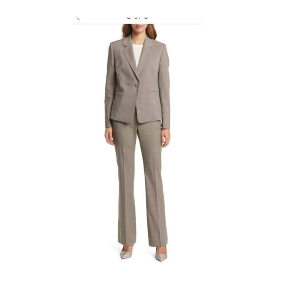 Hugo Boss Womens Brown Houndstooth Virgin Wool Tailored Suit Trousers Sz 8 New - Picture 12 of 13